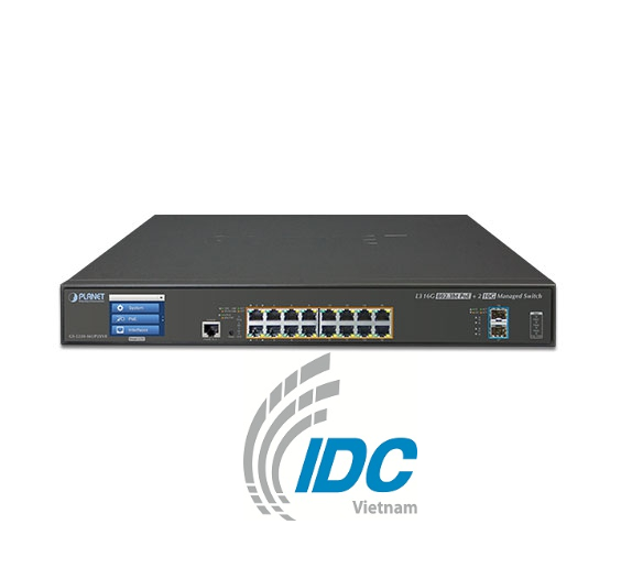 L3 16-Port 10/100/1000T 802.3bt PoE + 2-Port 10G SFP+ Managed Switch with LCD Touch Screen